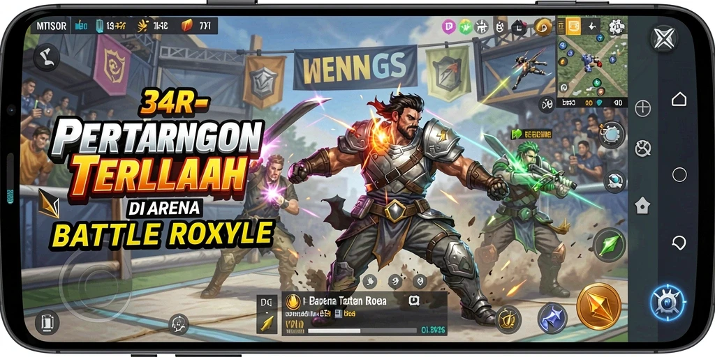 Tampilan pertarungan seru dalam game Battle Royale 34R.