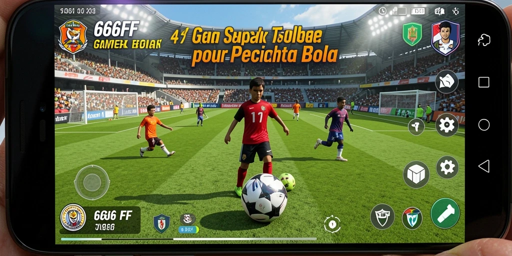 Screenshot gameplay 666FF menampilkan aksi mendebarkan di lapangan sepak bola.