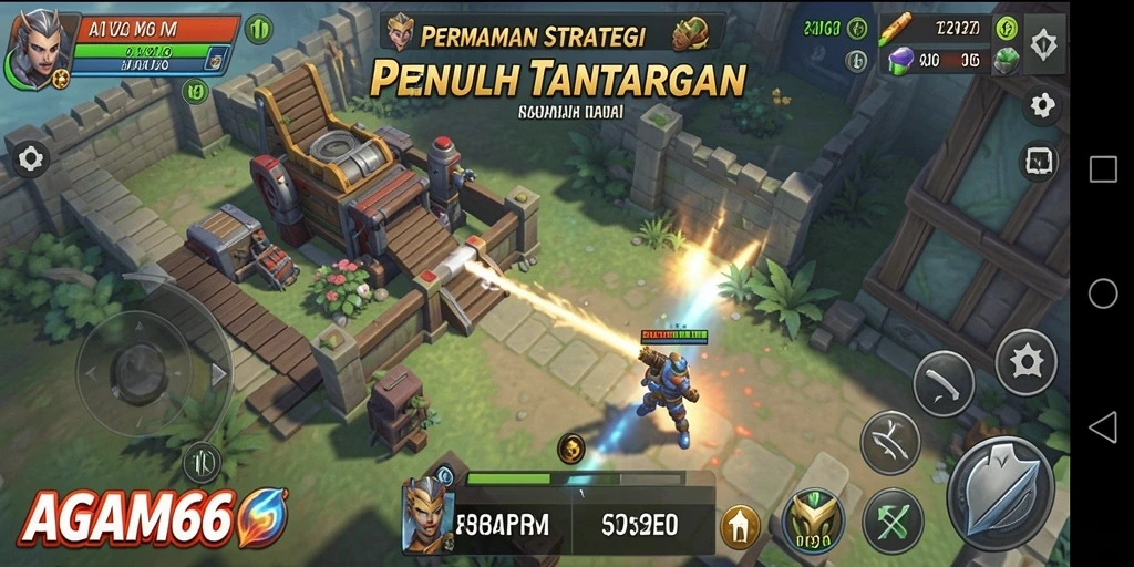 Tangkapan layar gameplay AGAM66 yang menunjukkan strategi pertempuran.