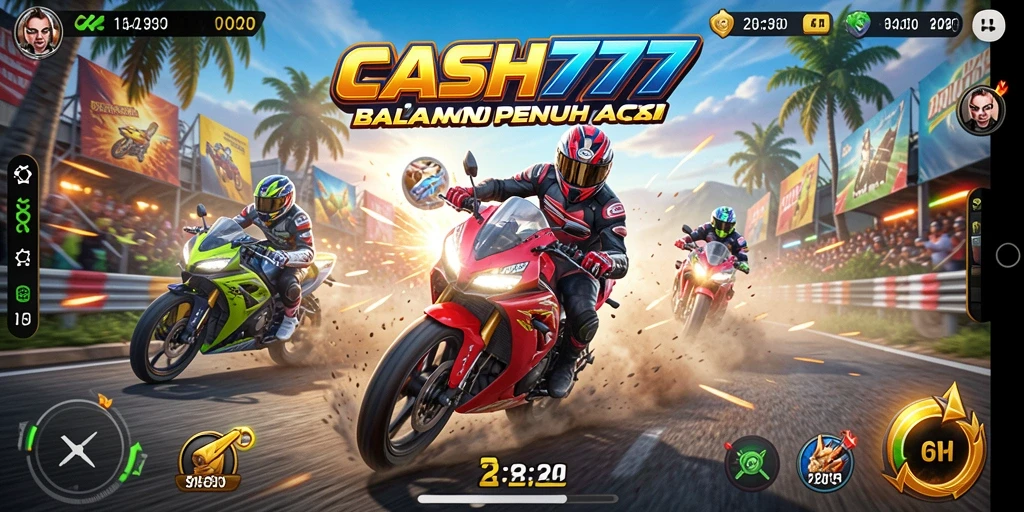 Gameplay seru balapan motor di CASH777.