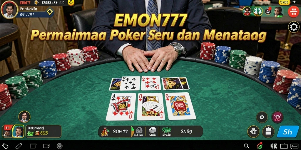 Tampilan gameplay poker yang menegangkan dan menghibur di EMON777.