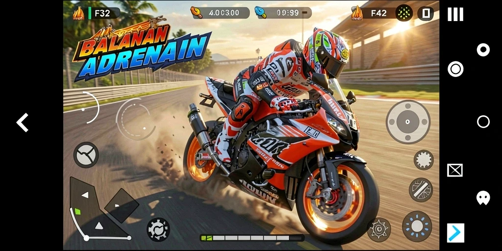 Gameplay menarik balapan motor yang intens dan mendebarkan.