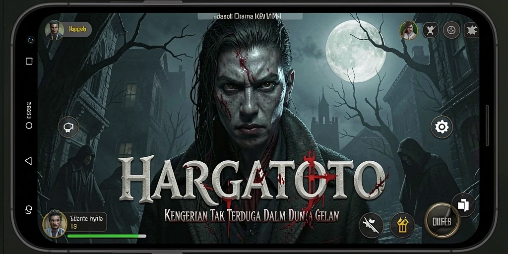 Tangkapan layar HARGATOTO menampilkan suasana gelap dan menegangkan dalam gameplay.