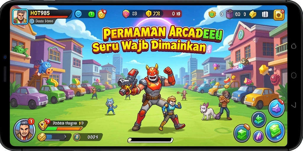 Tangkapan layar menunjukkan aksi seru dalam permainan Arcade HOT985.