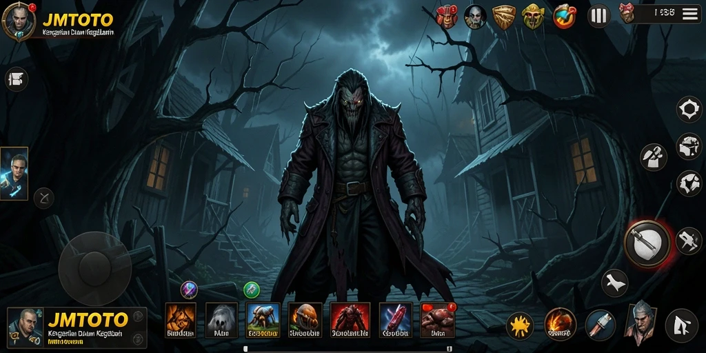 Gameplay menyeramkan JMTOTO dengan suasana mencekam dan makhluk menakutkan.
