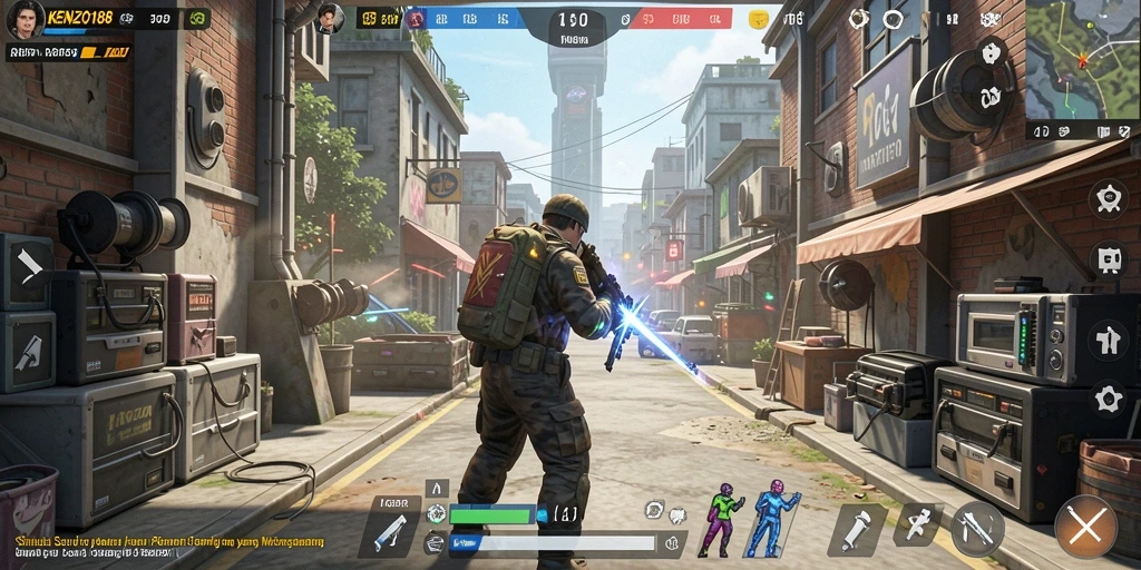 Tangkapan layar gameplay KENZO188 yang menampilkan aksi simulasi mendebarkan.