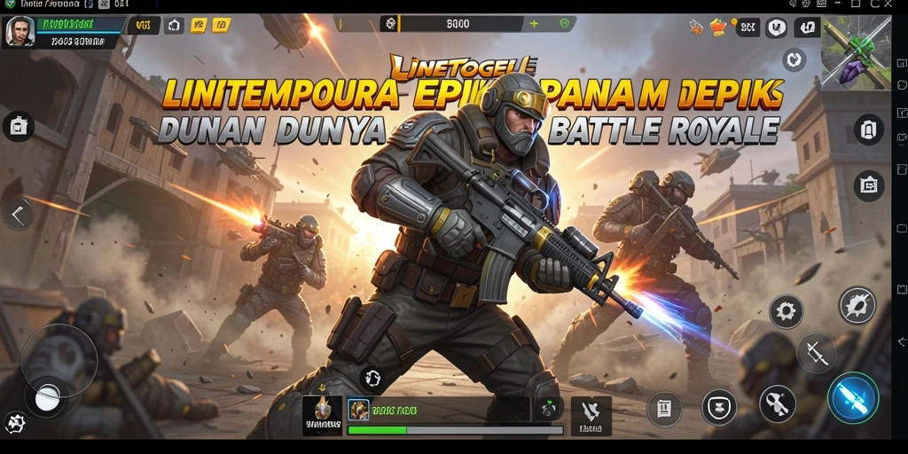 Tangkapan layar utama <strong>LINETOGEL</strong> menunjukkan aksi pertempuran Battle Royale yang mendebarkan.