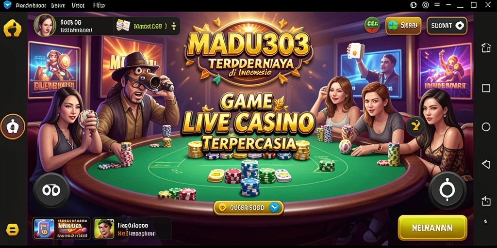 Screenshot gameplay Live Casino MADU303 menunjukkan dealer dan interaksi pemain.
