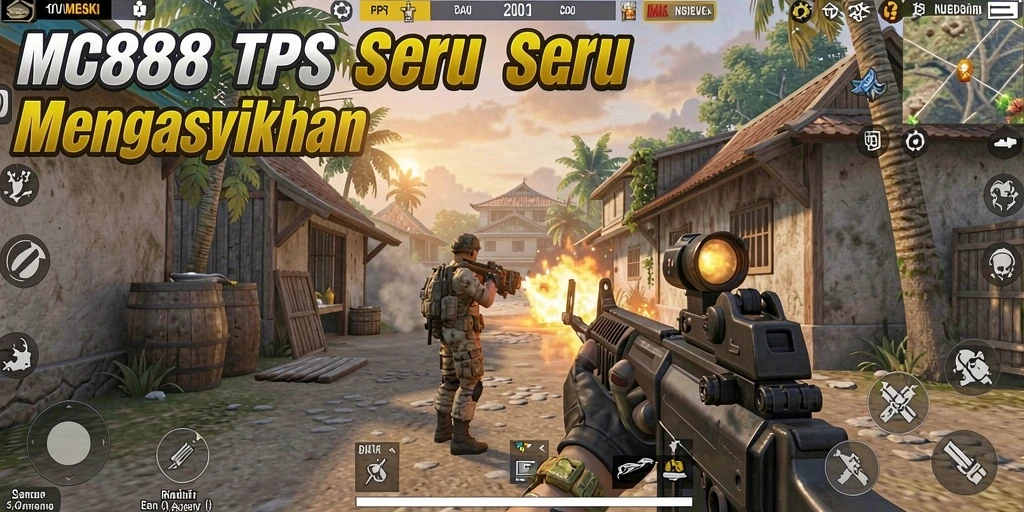 Screenshot gameplay seru MC888 dengan aksi tembak-tembakan yang intens.