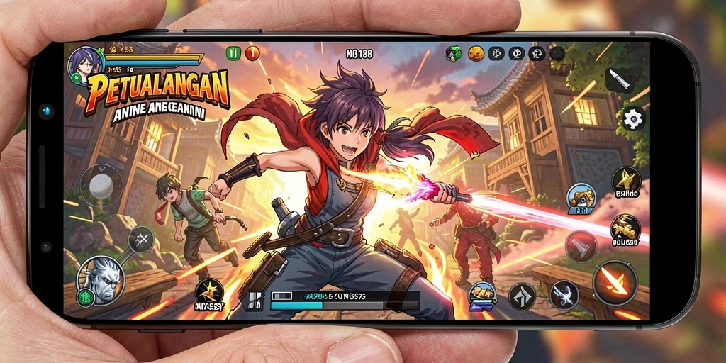 Gameplay MDG188 menampilkan pertarungan epik antara karakter anime.