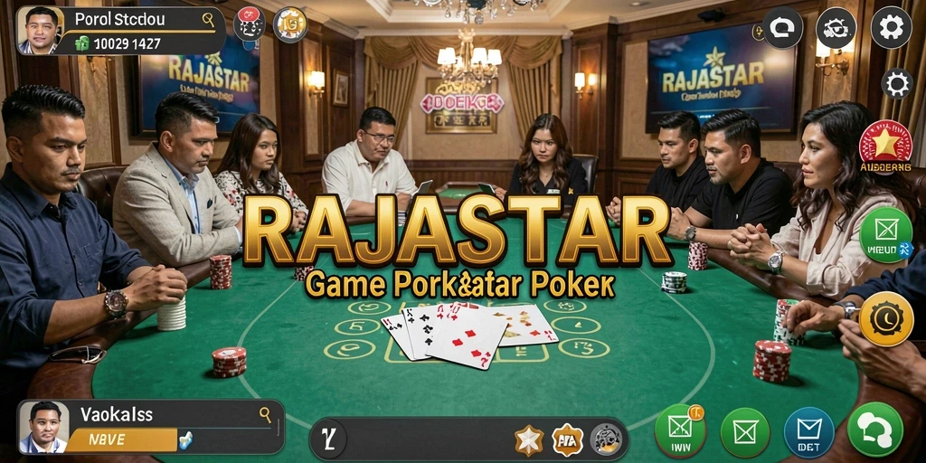 Tampilan gameplay RAJASTAR yang menarik dan seru dalam permainan poker.
