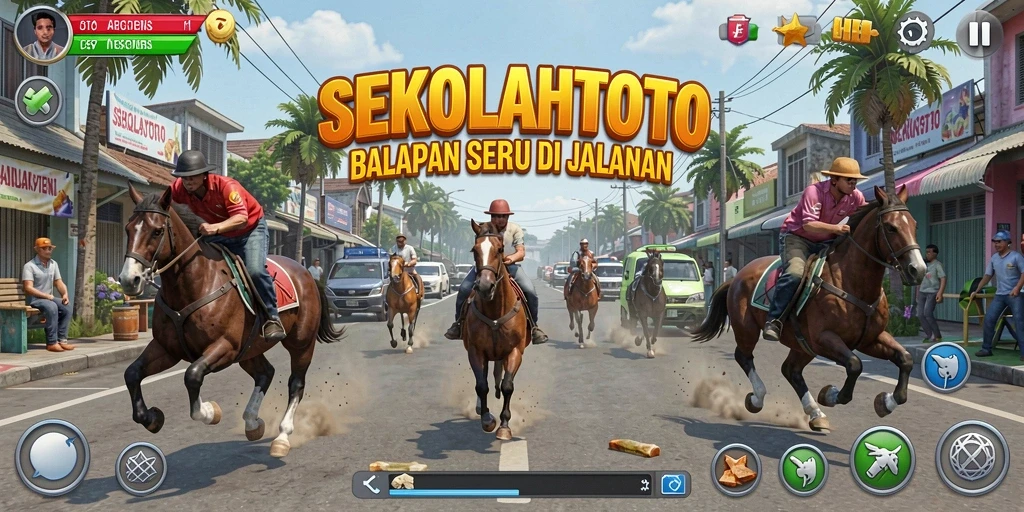 Tampilan gameplay balapan seru di SEKOLAHTOTO.