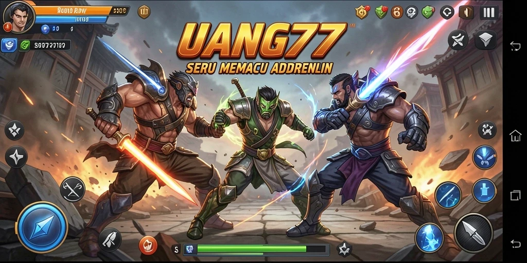 Tampilan aksi mendebarkan dalam gameplay UANG77.